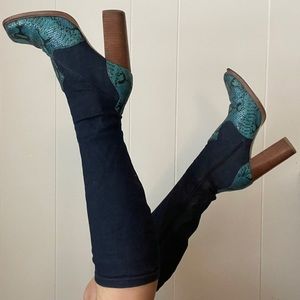 Sold! DENIM Y2K KNEE HIGH BOOTS🧚🏾‍♀️